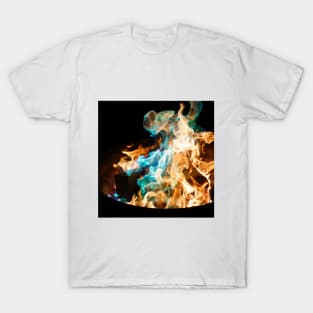 SCENERY 99 - Orange Blue Flame Fire Burning T-Shirt